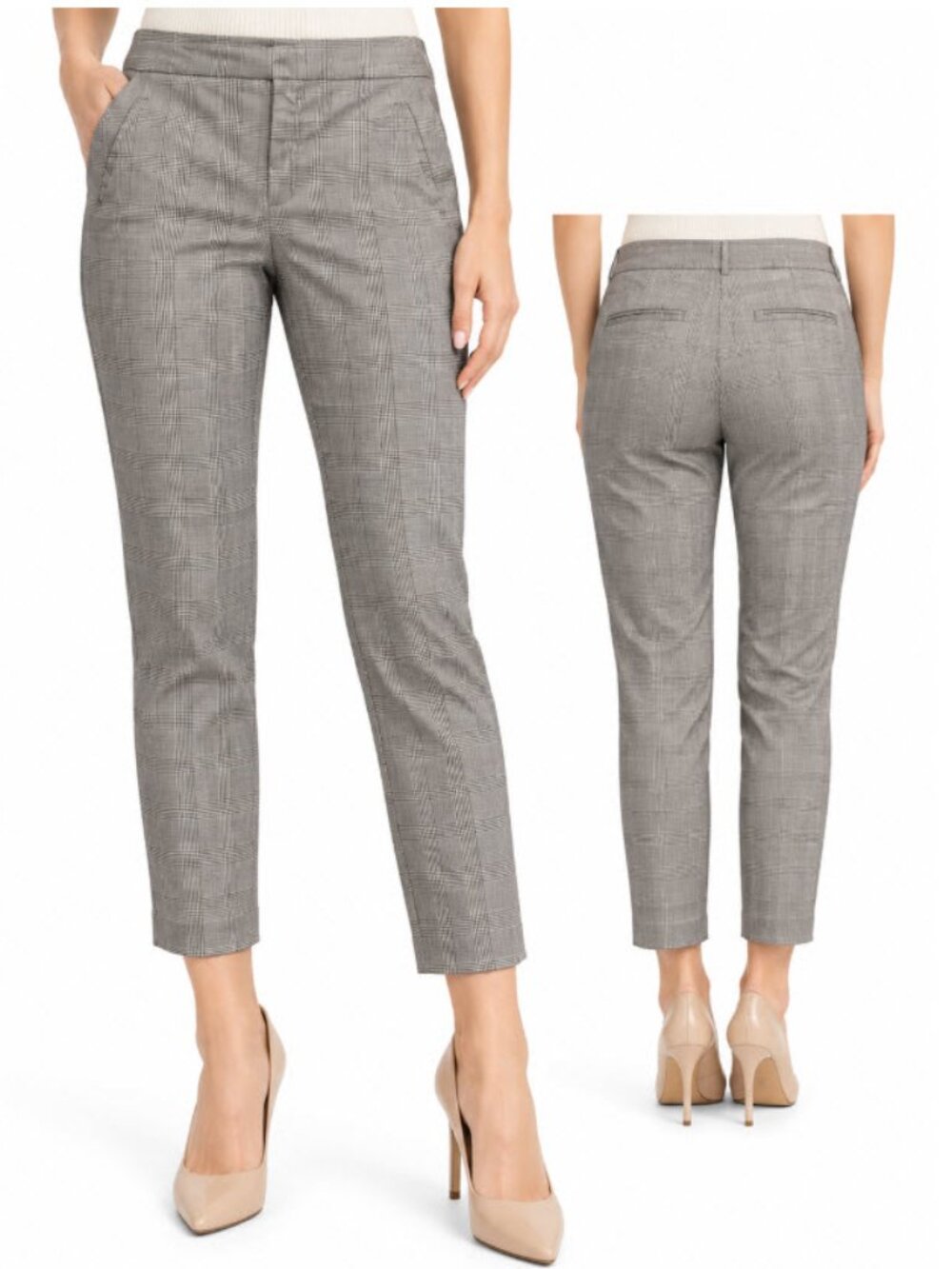 Zara Grey Plaid Ankle Pants​​​​​​ Trousers Preppy Business Casual Chic Career